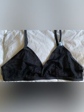 NWT LaSenza Black Sheer Polka Dot mesh Triangle Bralette - Women